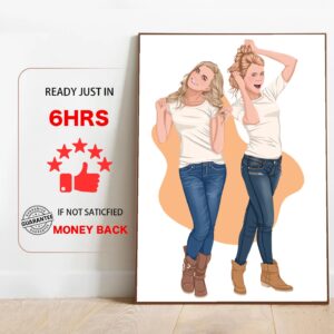 Printable Minimal Faceless Portrait For Best Friend Gift1