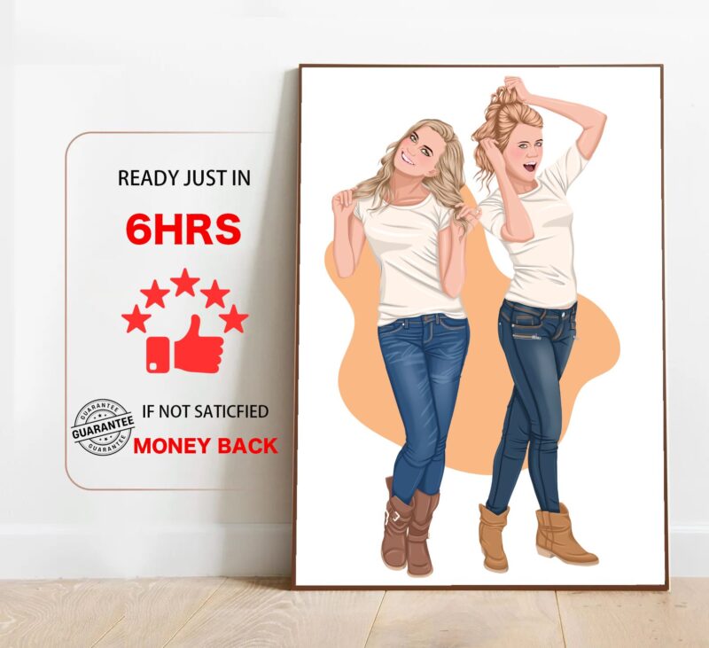Printable Minimal Faceless Portrait For Best Friend Gift1
